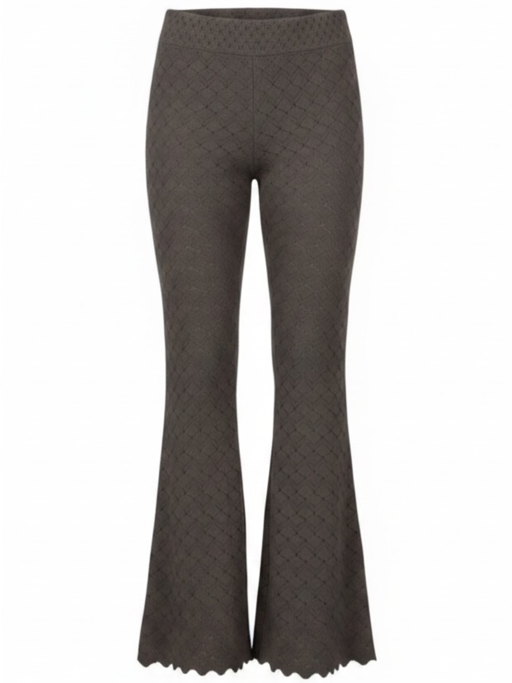 Free People Charcoal Gray/Olive Knit Lace Flare Pants